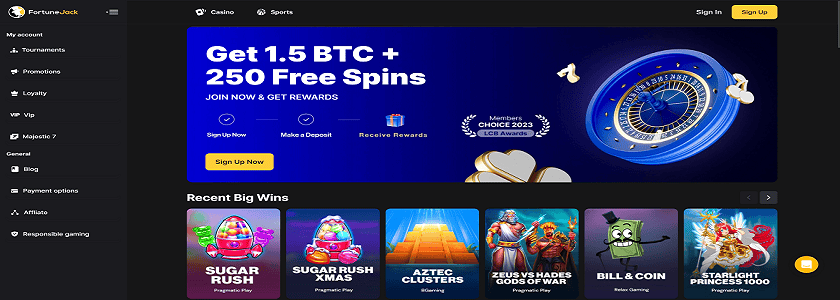 FortuneJack Homepage