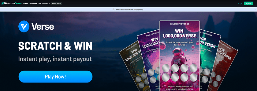 Bitcoin.com Games Homepage